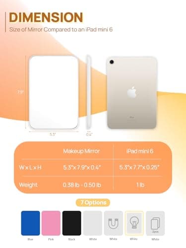 OMIRO Desk Makeup Mirror, 8 x 5 inches Table Mirror with Foldable Stand and Hanging Hole for Shaving and Travelling, White - Image 2