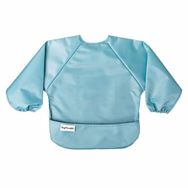 Tiny Twinkle Mess Proof Baby Bibs, 2pk Waterproof Smock Baby Bibs for Eating, Machine Washable Long Sleeve Bibs, Baby Led Weaning, Toddler Bibs, BLW Supplies (Slate Olive, Small 6-24 Months) - Image 4