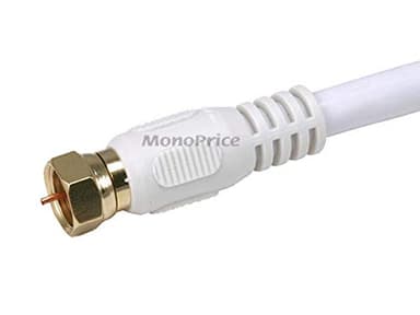Monoprice 100ft RG6 (18AWG) 75Ohm, Quad Shield, CL2 Coaxial Cable with F Type Connector - White - Image 2