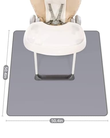 Blissful Diary Baby Splat Mat for Under High Chair, 50.4 x 50.4 Inch Wipeable Splash Mat, Waterproof and Washable, Anti-Slip Floor Protector, Gray - Image 3
