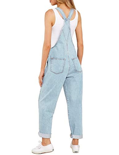 luvamia Flexclusive Women's Casual Adjustable Denim Bib Overalls Jeans Pants Fashion Loose Overall Jumpsuits for Women 2025 Powder Blue Size Medium - Image 2