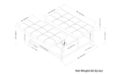 SIMPLIHOME Harrison 40 inch Wide Transitional Square Large Coffee Table Storage Ottoman in Ebony Polyester Tweed, Assembled, for The Living Room and Bedroom - Image 3