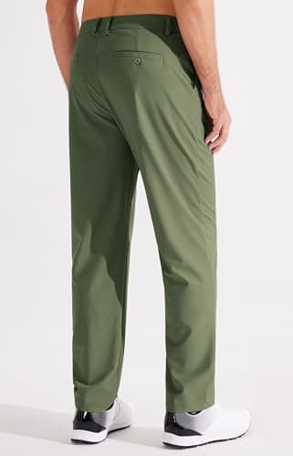 Libin Mens Golf Pants Stretch Work Dress Pants 33" Lightweight Business Casual Pants for Men Classic Fit Comfy Trousers Office Lounge with Pockets, Army Green, 38W x 33L - Image 2