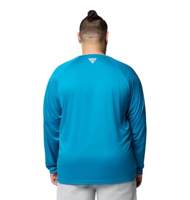 Columbia Men's Terminal Tackle Long Sleeve Shirt, Blue Echo/White Logo, Small - Image 7
