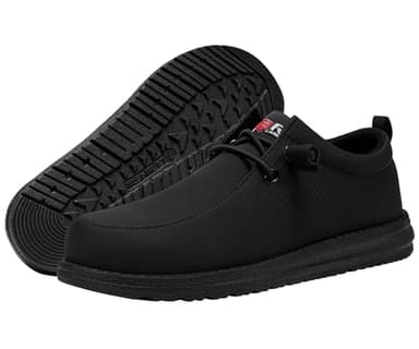 LARNMERN Waterproof Steel Toe Loafers Women Slip On Shoes Lightweight Comfortable Walking Safety Work Flats Sneakers(8 Women, Black) - Image 3