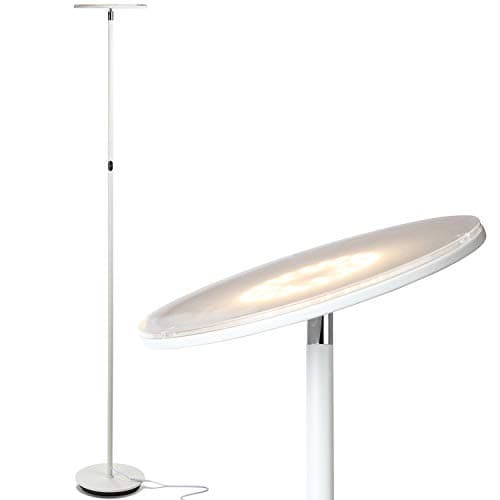 Brightech Sky LED Torchiere Super Bright Floor Lamp - Contemporary, High Lumen Light for Living Rooms and Offices - Dimmable, Indoor Pole Uplight for Bedroom Reading - White - Image 1