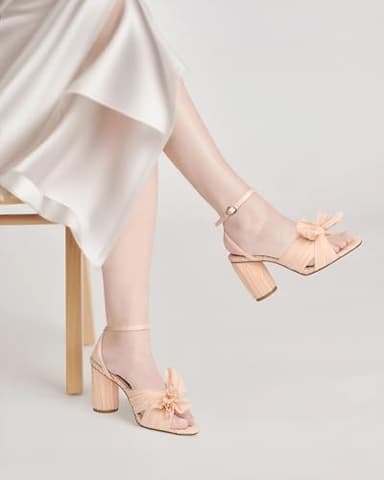 MUCCCUTE Women's Bow Knot Heeled Sandals Ankle Buckle Strap Chunky Heeled Open-toe Comfortable Wedding Party Fashion Heeled - Image 7