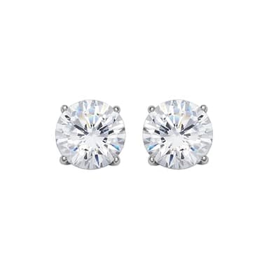 Amazon Essentials Platinum Plated Sterling Silver Round Cut Cubic Zirconia Stud Earrings (6.5mm) - Image 3