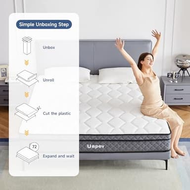 Uapev Full Mattresses,10 Inch Full Size Mattress in A Box, Memory Foam Hybrid Mattress with Individual Pocket Spring for Motion Isolation & Strong Edge Support, Stress & Pressure Relief, CertiPUR-US - Image 7