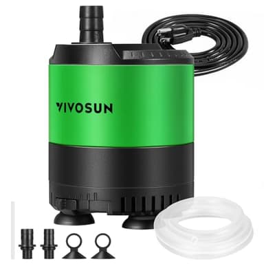 VIVOSUN 400 GPH 20W Submersible Water Pump, with Adjustable Water Flow, 4.9 ft Tubing, Additional Ceramic Shaft, and Outlet Adapters, for Fish Tanks, Aquariums, Hydroponics, Fountains - Image 1