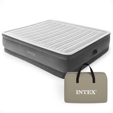 Intex 18" Inflatable King Air Mattress, Elevated Premium Comfort with Built-in Pump, Self-Inflating Portable Blow-Up Airbed for Guest Bed or Camping - Image 1