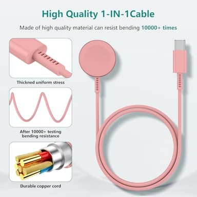 Upgraded Apple Watch Charger, Magnetic iWatch Fast Charger to USB C Cable 6ft with USB C Charger Block for iWatch Series Ultra/9/8/7/6/SE/SE2/5/4/3, Pink - Image 5