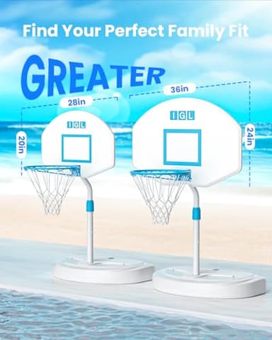 IGL Pool Basketball Hoop Poolside, Height Adjustable Swimming Basketball Hoop Outdoor for Pool, Anti-rust Stainless Steel Rim, Portable Basketball Goal System, Fillable Base, Includes 2 Balls and Pump - Image 6