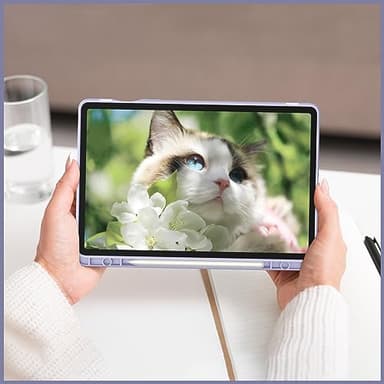 Fintie Hybrid Slim Case for Samsung Galaxy Tab S10 Lite/ S10 FE/ S9 FE 10.9 Inch/Tab S9 11 Inch with S Pen Holder, Shockproof Cover with Clear Transparent Back Shell, Auto Wake/Sleep, Lilac Marble - Image 8