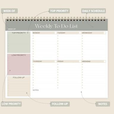 Weekly To Do List Notepad, Undated Planner with 52 Sheets (8.5''x11''), Desk Weekly Planner for Women & Man, Home School & Work - Image 2
