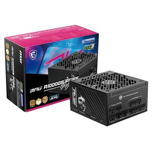 MSI MPG A1000GS PCIE5, Fully Modular Gaming 1000W Power Supply, 80+ Gold, Dual 12V-2x6 Cables, Server-Grade Capacitor, ATX 3.1 & PCIe 5.1 Ready, Low-Noise, Semi Digital, 10 Year Warranty - Image 1