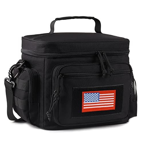 Lunch Box for Men, Tactical Lunch Bag MOLLE Webbing Leakproof Insulated Large Lunch Cooler Women Adult Meal with Adjustable Shoulder Strap Durable Lunch Pail(Black) - Image 1