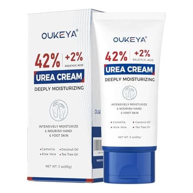 OUKEYA Urea Cream 42 Percent with 2% Salicylic Acid Tube 3 Oz, Urea Foot & Hand Cream for Dry Cracked, 40 per Urea Lotion for Feet Maximum Strength - Image 1