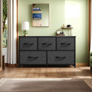 YITAHOME Dresser with 5 Drawers - Fabric Storage Tower, Black Dresser & Chest of Drawers, Organizer Unit for Bedroom - Image 5