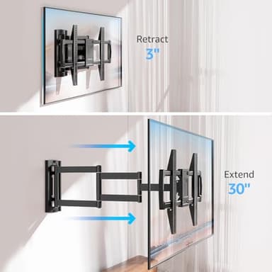 MOUNTUP Full Motion TV Wall Mount with 30” Extension & Tilt & Swivel for Most 42-75 Inch TVs, Long Arm TV Mount Corner Bracket Articulating Arm Mount, Max VESA 600x400mm and Up to 99 lbs, MU0057-L - Image 3