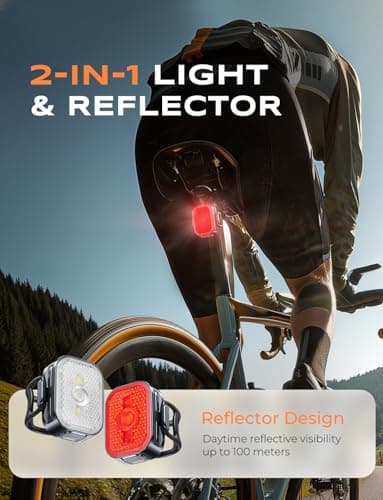 Viccux Bike Lights Set with Wide-Angle Reflectors, 8+6 Modes & Ultra-Light Bicycle Lights Powersports Accessory, IP65 Waterproof & Dual USB-C 1-2 Hrs Fast Charge Bike Light for Road Mountain Cycling - Image 2