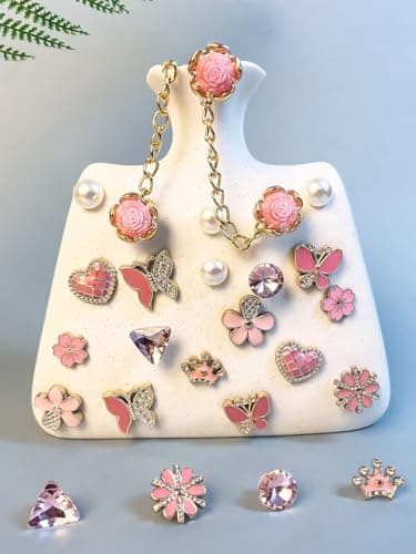 24pcs Plastic Bling Shoe Charms Set –Pearl, Butterfly, Flower & Chain Decorations for Clogs & Sandals – Cute Accessories for Women & Girls Gift - Image 4