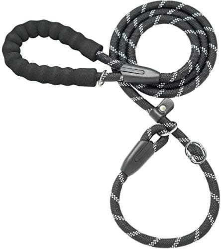 iYoShop Durable Slip Lead Dog Leash with Padded Handle and Highly Reflective Threads, No Pull Dog Training Leash, (1/2" x 6 FT, Black) - Image 1