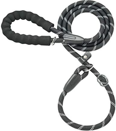 iYoShop Durable Slip Lead Dog Leash with Padded Handle and Highly Reflective Threads, No Pull Dog Training Leash, (1/2" x 6 FT, Black) - Image 1