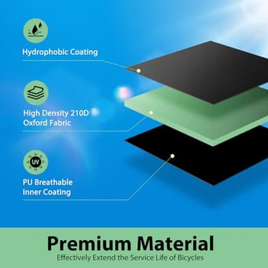 Topcrown Bike Cover Waterproof Outdoor Storage for 1/2/3 Bikes, Bicycle Cover Rain Sun UV Dust Wind Proof with Storage Bag for Mountain Road Bike/Ebike (210D Black+Green, XL Size for 1 bike) - Image 3