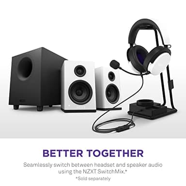 NZXT Relay PC Gaming Desktop Speakers - AP-SPKW2-US - Bookshelf-Style Design - 80 Watts - High Dynamic Range - Silk Dome Tweeters - Glass Fiber Woofers - White - Image 8