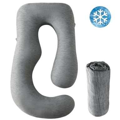Sasttie Cooling Pregnancy Pillow Cover, 57-inch U Shaped Pregnancy Pillow Case, Fits 55 to 57 Inch Maternity Pillow, Grey (No Pillow Insert) - Image 7
