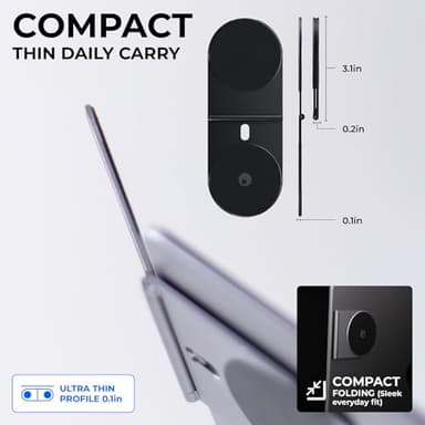 Rolling Square Edge Pro Core - Magnetic Mount Phone Holder Stand for Computers and Tablets | Secure Metal Plate Adhesive or Standalone Mode Compatible with MagSafe, Qi, and Non-MagSafe Devices, Black - Image 4