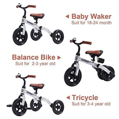 YGJT 3 in 1 Tricycle for Toddlers Age 2-5 Years Old, Folding Kids Balance Bike with Adjustable Seat and Removable Pedal, Toddler Bike Ride-on Toys for Infant, Gifts for Baby Boys Girls Birthday - Image 4