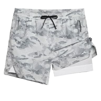 maamgic Men's Athletic Running Shorts with Liner Ultra Lightweight Workout Shorts 7" Quick Dry Gym Shorts with Zipper Pockets Gray Camo Medium - Image 1