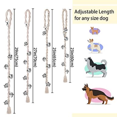 GINIDEAR Dog Bells to Go Outside & Puppy Potty Training, Adjustable Dog Door Bell Ring to Go Potty, Handmade with Premium Yarn. Twisted Style, Beige 2 Count - Image 4