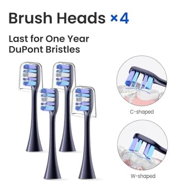 Marlincare Sonic Electric Toothbrush for Adults&Teens - 180 Days Battery Life, Seamless Button&48000RPM Rechargeable Tooth Brush, 4 Replacement Heads for Deep Clean/Smart Timer/4 Brushing Modes/IPX8 - Image 5