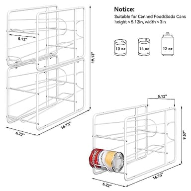 MOOACE 4 Pack Can Dispenser Rack, Stackable Can Storage Organizer Holder for Canned food Kitchen Cabinet Pantry Countertop, White - Image 3