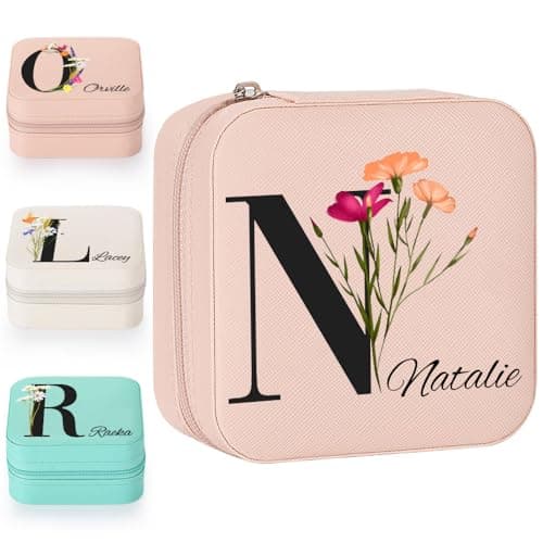 GAAUSIU Ship Next Day, Customized Jewelry Organizer for Travel, Initial Jewelry Box with Name, Personalized Christmas 2025 College Graduation Gifts for Best Friend, Besties - Image 1