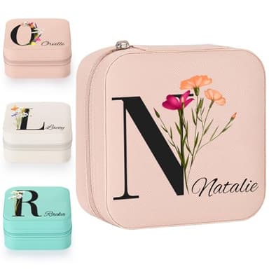 GAAUSIU Ship Next Day, Customized Jewelry Organizer for Travel, Initial Jewelry Box with Name, Personalized Christmas 2025 College Graduation Gifts for Best Friend, Besties - Image 1