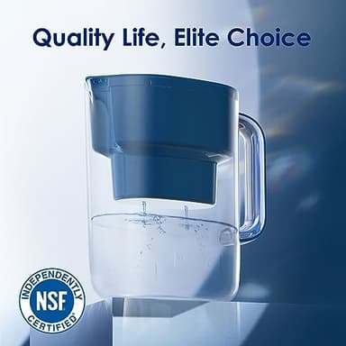 Waterdrop Water Filter Pitcher with 1 Filter, 200-Gallon Long-Life, 10-Cup Large Water Filter Pitcher, NSF Certified, 5X Times Lifetime, Reduces PFOA/PFOS, Chlorine, Classic Blue - Image 3