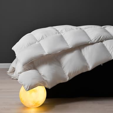 DWR Superior Feather Down Comforter Oversized King Size, Ultra-Soft Rose-Silk Cotton-Blend Fabric, All Season Medium Warmth Bed Duvet Insert(120"x98", White) - Image 1