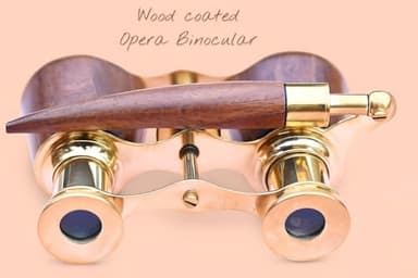 SIFAAT WORLD Opera Glasses, Opera Binoculars with Handle, Theatre Glasses for Adults & Kids, Solid Brass & Wood Coated Opera Glasses Binoculars for Women - Image 2