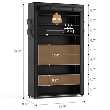 LANTEFUL Shoe Rack with Covers - 10 Tiers Tall Shoe Rack Organizer Large Capacity Shoe Shelf Storage 40 Pairs Space Saving Vertical Shoe Storage Organizer for Closet, Entryway, Dorm, Bedroom - Image 3