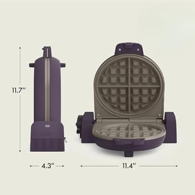 bella Flip-n-Store Waffle Maker, EverGood™ Ceramic Nonstick Coating, Fits-anywhere™ Kitchenware, Power Indicator Light & Touch Handle, 7” Wide & 1" Deep Plates, 1000 Watt, Plum - Image 7