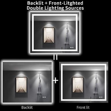 LOAAO 48"X40" LED Bathroom Mirror with Lights, Anti-Fog, Dimmable, Backlit + Front Lit, Lighted Bathroom Vanity Mirror for Wall, Memory Function, Tempered Glass, Shatter-Proof, ETL Listed - Image 5