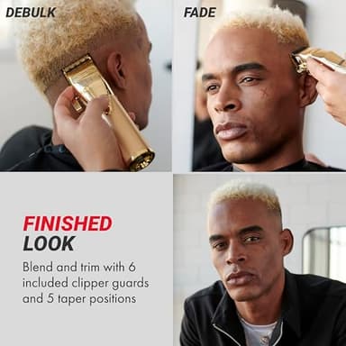 BaBylissPRO GOLDFX+ Professional Barber Cord/Cordless Hair Clippers for Men, All Metal, Lithium Battery with 3-Hour Runtime, Gold - Image 7