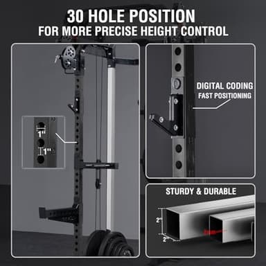 Mikolo Power Cage, 2000LB Power Rack with Independent Dual Pulley System, Multi-Function Home Gym Workout Machine for Cable Crossover (Black) - Image 5