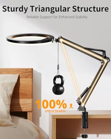 UBeesize 12’’ Ring Light with Overhead Phone Mount, LED Selfie Light with Stand and Phone Holder for iPhone and Laptop, Desk Light for Video Recording, Zoom Meeting, Live Streaming, Tiktok, YouTube - Image 6
