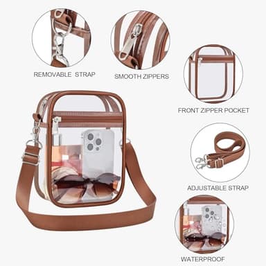 USPECLARE Clear Purse Stadium Transparent Messenger Bag Stadium Approved for Men and Women Clear CrossBody Bag - Image 4