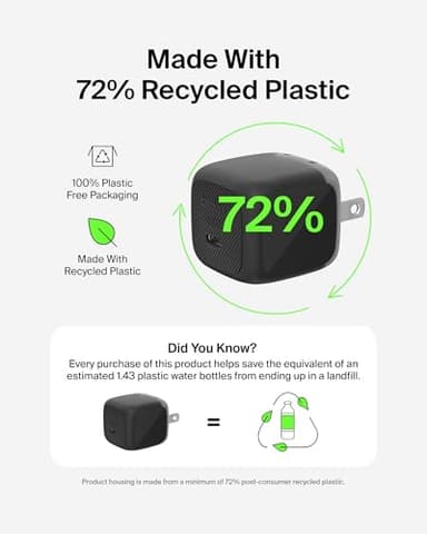 Belkin USB C Charger Block 45W (2 Pack) - USB C Cable Included - PD3.1 PPS Fast Charging - Samsung Galaxy S25, S24, Apple iPhone 17, Air, Pro, Pro Max, Google Pixel 10, Nintendo Switch, etc - Black - Image 7